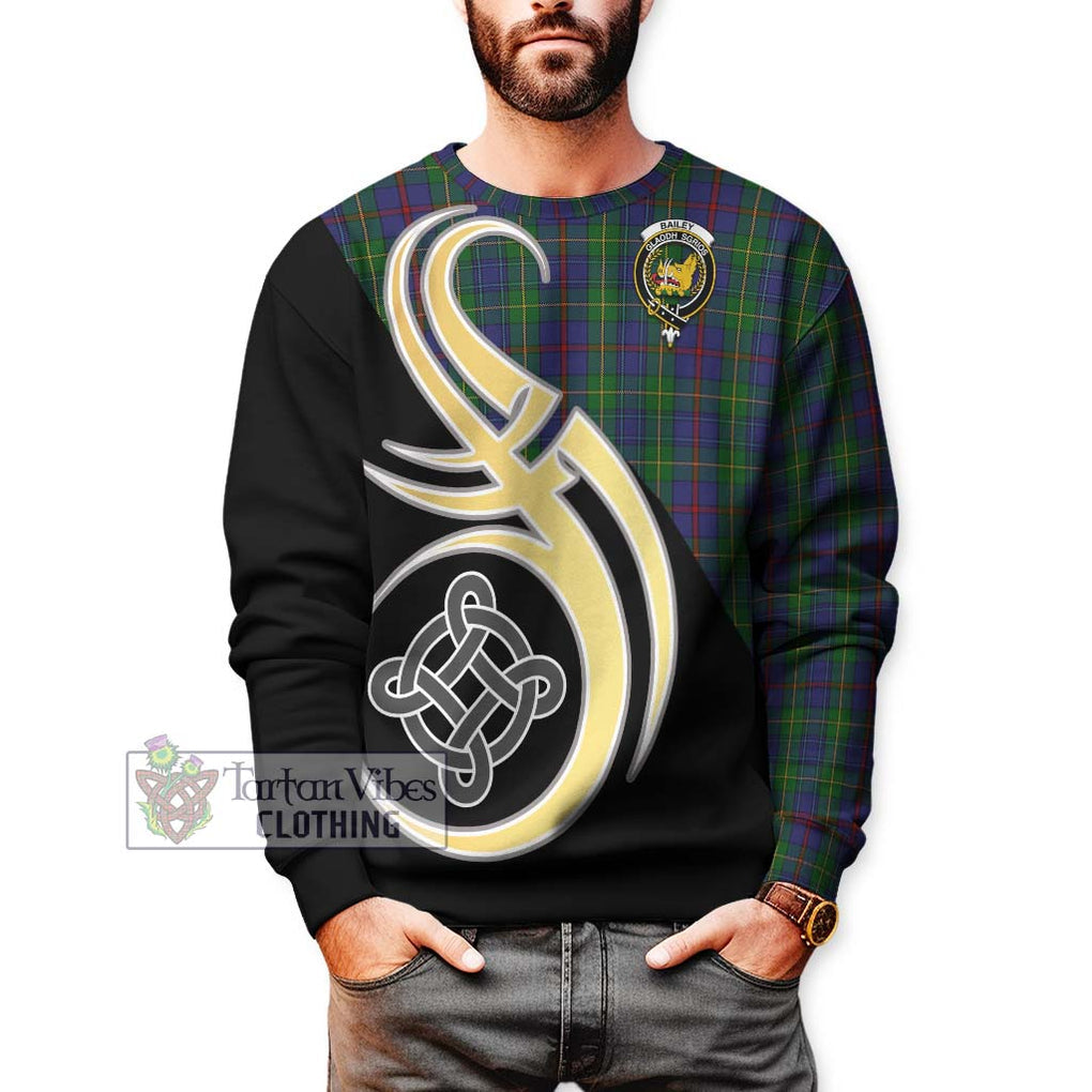 Bailey Tartan Sweatshirt with Family Crest and Celtic Symbol Style Unisex - Tartan Vibes Clothing