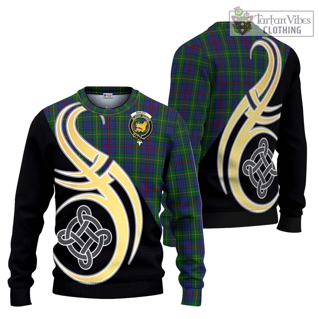 Bailey Tartan Ugly Sweater with Family Crest and Celtic Symbol Style Unisex - Tartan Vibes Clothing