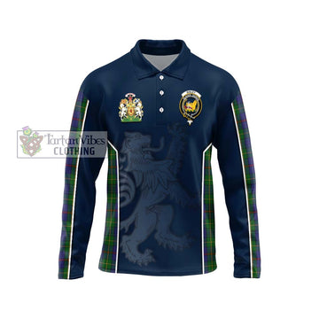 Bailey Tartan Long Sleeve Polo Shirt with Family Crest and Lion Rampant Vibes Sport Style Unisex - Tartan Vibes Clothing