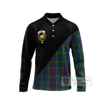 Bailey Tartan Long Sleeve Polo Shirt with Family Crest and Military Logo Style Unisex - Tartan Vibes Clothing
