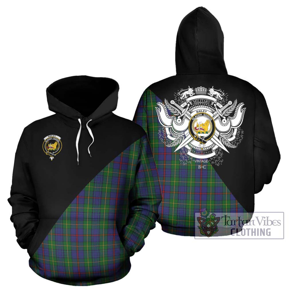 Bailey Tartan Hoodie with Family Crest and Military Logo Style Zip Hoodie - Tartan Vibes Clothing