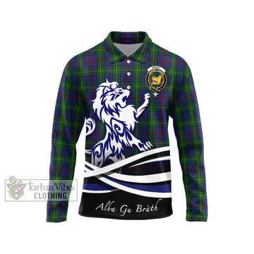 Bailey Tartan Long Sleeve Polo Shirt with Alba Gu Brath Regal Lion Emblem Unisex - Tartan Vibes Clothing
