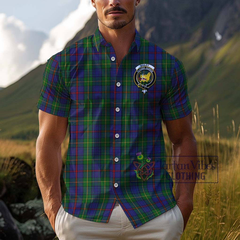 Bailey Tartan Cotton Hawaiian Shirt with Family Crest Kid - Tartan Vibes Clothing