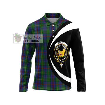 Bailey Tartan Long Sleeve Polo Shirt with Family Crest Circle Style Unisex - Tartan Vibes Clothing
