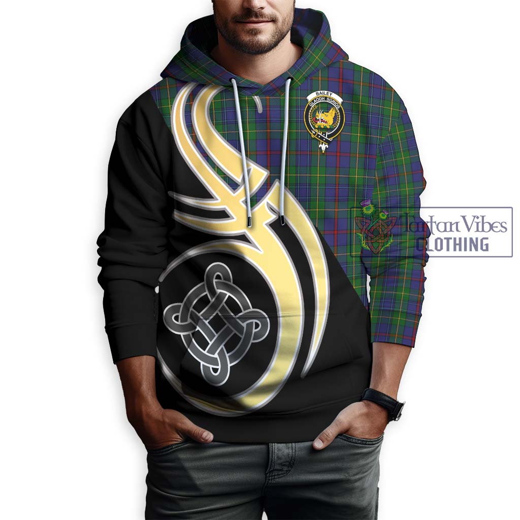 Bailey Tartan Hoodie with Family Crest and Celtic Symbol Style Zip Hoodie - Tartan Vibes Clothing