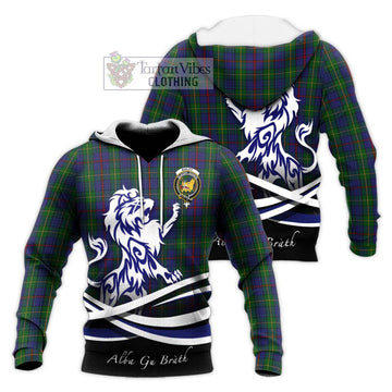 Bailey Tartan Knitted Hoodie with Alba Gu Brath Regal Lion Emblem Unisex Knitted Pullover Hoodie - Tartan Vibes Clothing