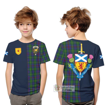 Bailey Tartan Kid T-Shirt Alba with Scottish Lion Royal Arm Half Style Youth XL Size14 - Tartan Vibes Clothing