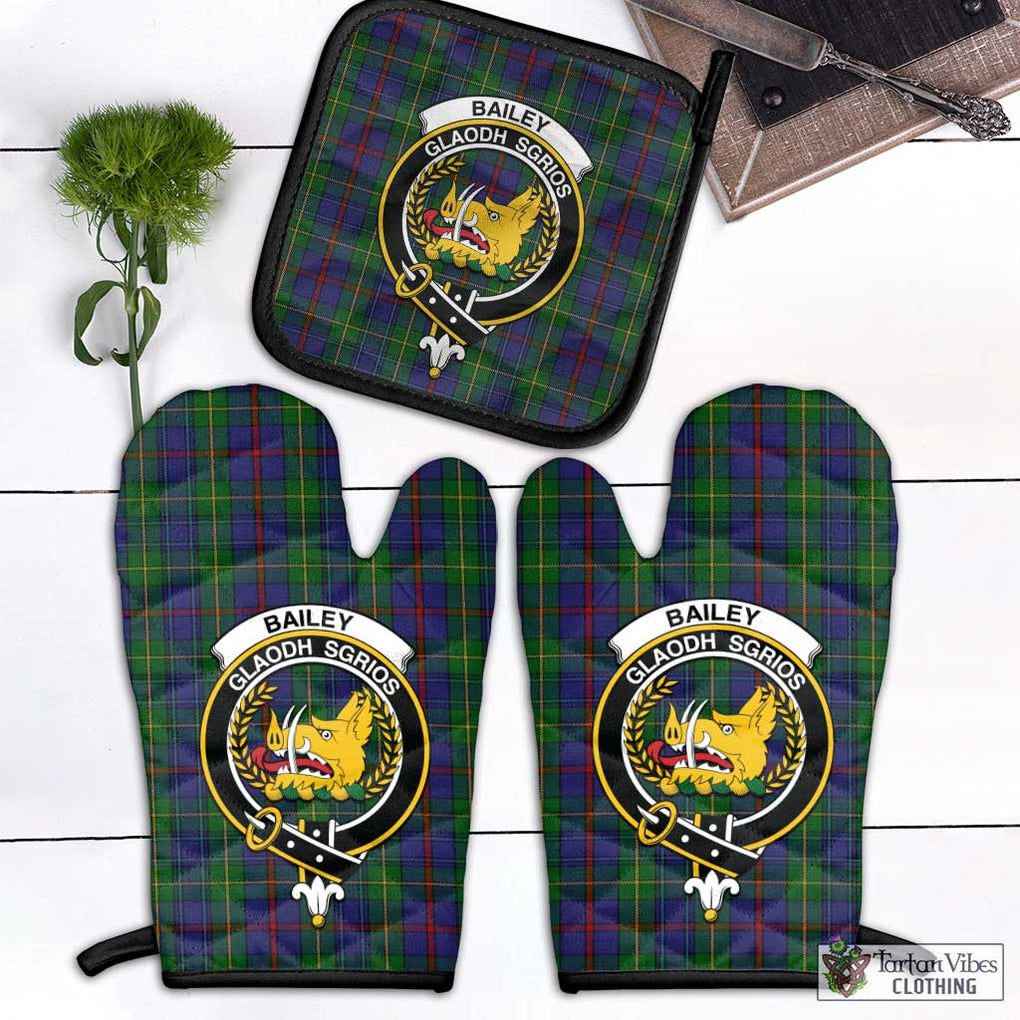 Bailey Tartan Combo Oven Mitt & Pot-Holder with Family Crest - Tartan Vibes Clothing