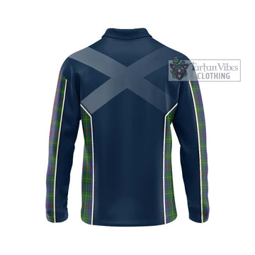 Bailey Tartan Long Sleeve Polo Shirt with Family Crest and Lion Rampant Vibes Sport Style - Tartan Vibes Clothing