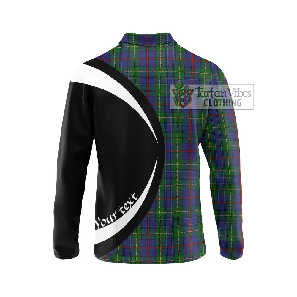 Bailey Tartan Long Sleeve Polo Shirt with Family Crest Circle Style - Tartan Vibes Clothing