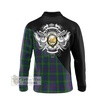 Bailey Tartan Long Sleeve Polo Shirt with Family Crest and Military Logo Style - Tartan Vibes Clothing