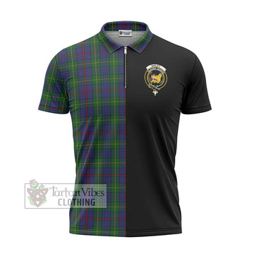 Bailey Tartan Zipper Polo Shirt with Family Crest and Half Of Me Style - Tartan Vibes Clothing