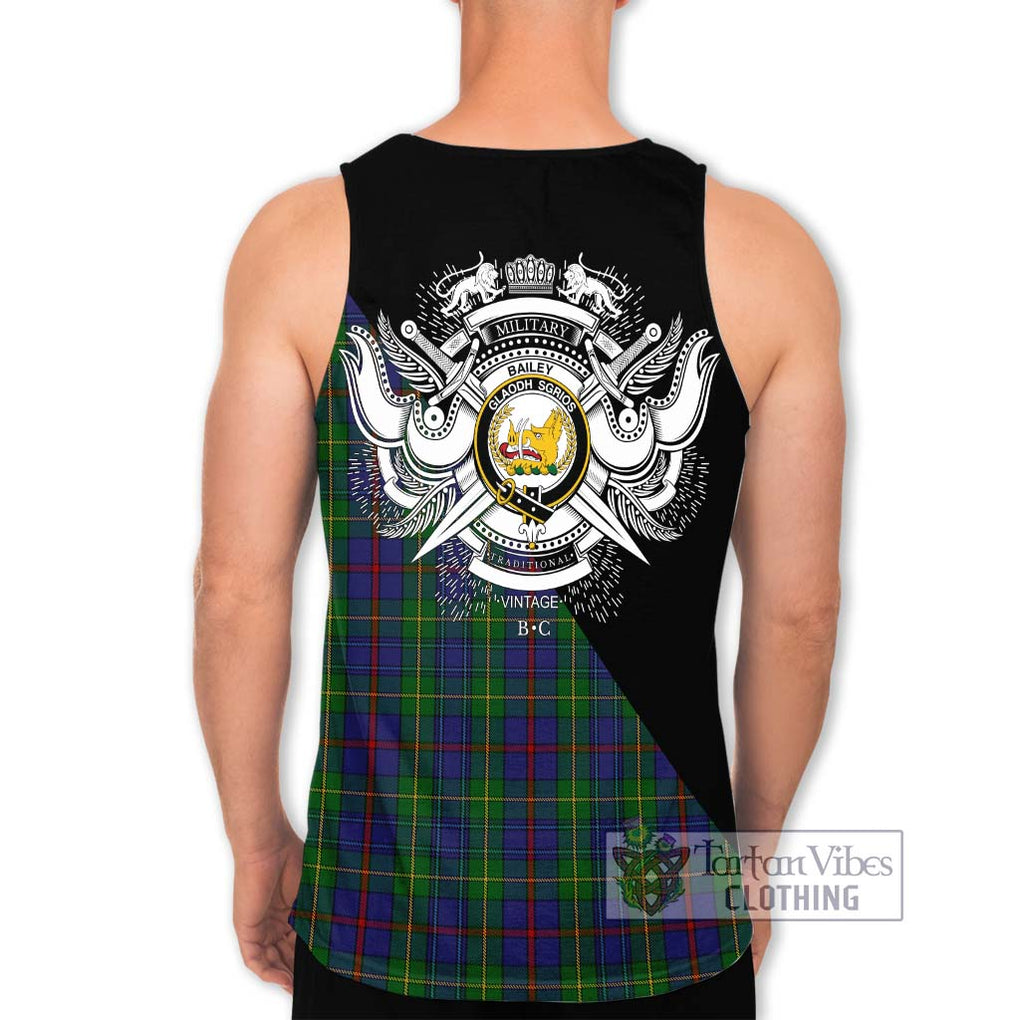 Bailey Tartan Men's Tank Top with Family Crest and Military Logo Style - Tartan Vibes Clothing