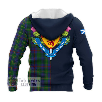 Bailey Tartan Knitted Hoodie Alba with Scottish Lion Royal Arm Half Style - Tartan Vibes Clothing