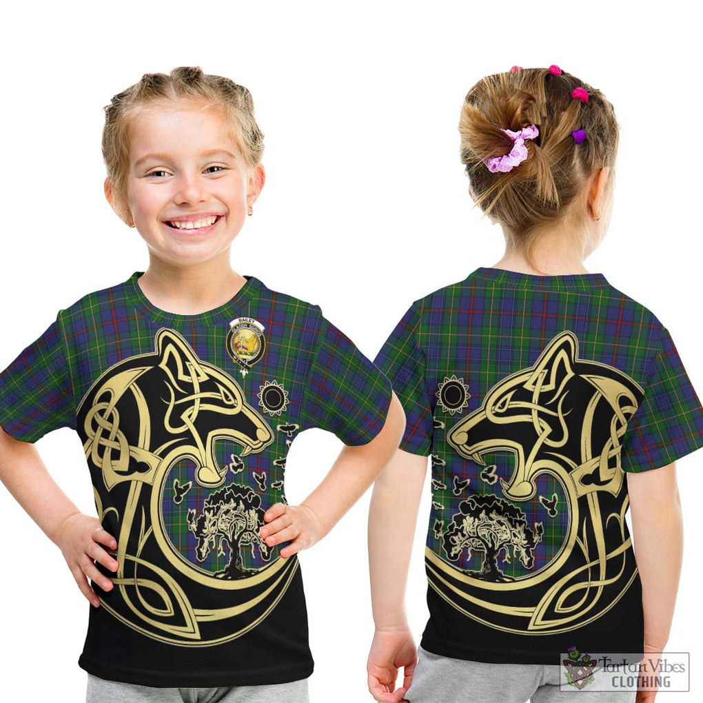 Bailey Tartan Kid T-Shirt with Family Crest Celtic Wolf Style - Tartan Vibes Clothing