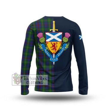 Bailey Tartan Long Sleeve T-Shirt Alba with Scottish Lion Royal Arm Half Style - Tartan Vibes Clothing