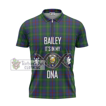 Bailey Tartan Zipper Polo Shirt with Family Crest DNA In Me Style - Tartan Vibes Clothing