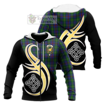 Bailey Tartan Knitted Hoodie with Family Crest and Celtic Symbol Style Unisex Knitted Zip Hoodie - Tartan Vibes Clothing