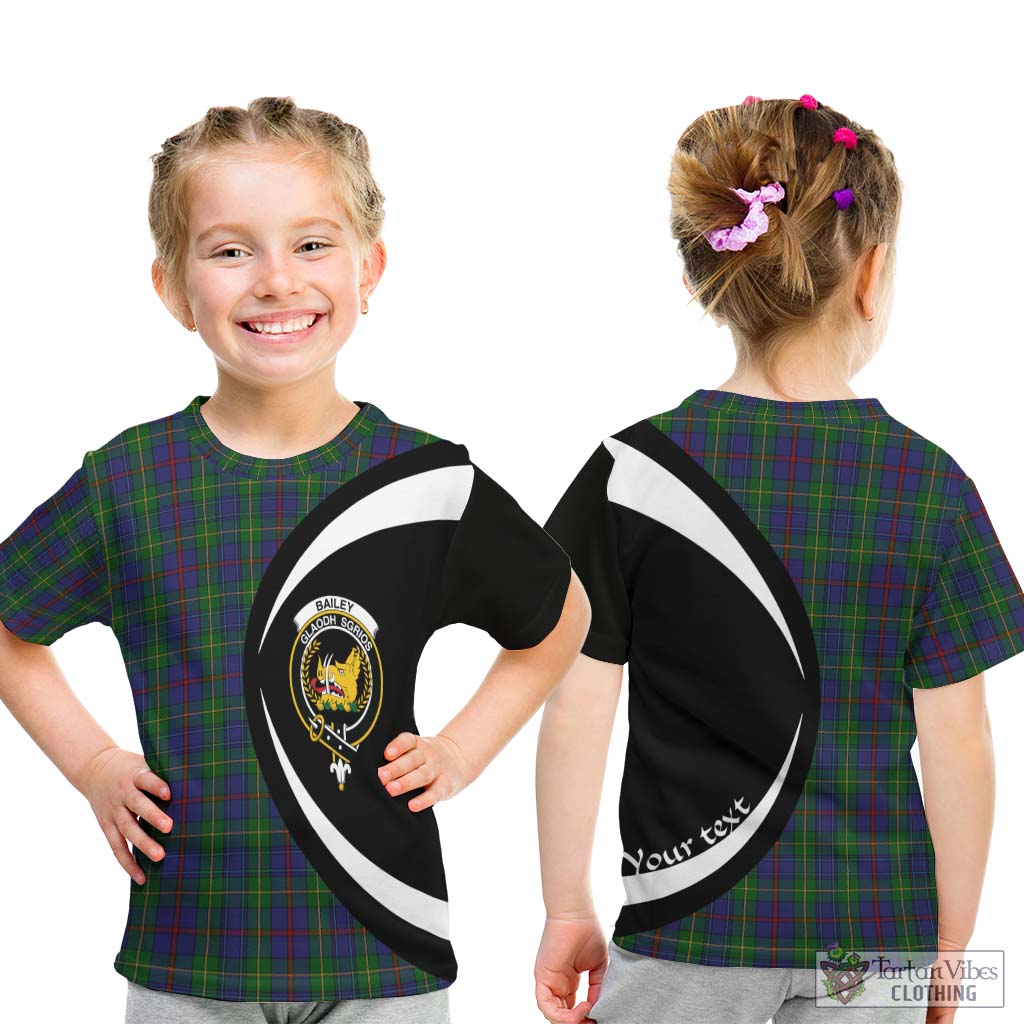 Bailey Tartan Kid T-Shirt with Family Crest Circle Style - Tartan Vibes Clothing