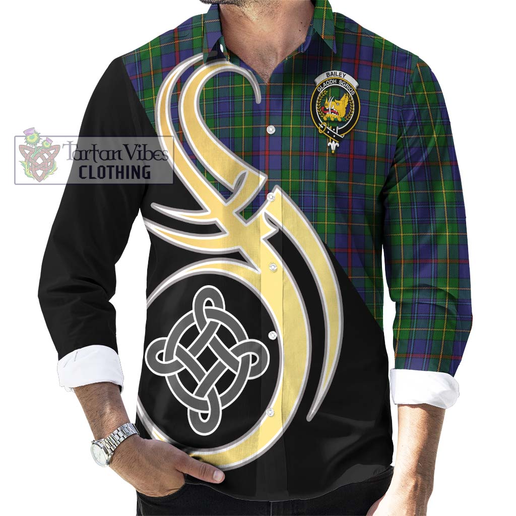 Bailey Tartan Long Sleeve Button Shirt with Family Crest and Celtic Symbol Style - Tartan Vibes Clothing