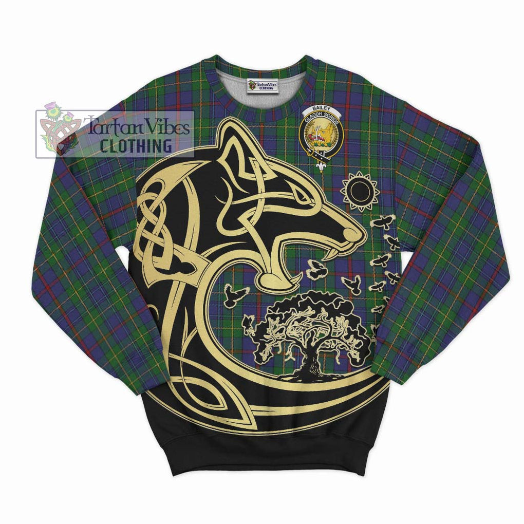 Bailey Tartan Sweatshirt with Family Crest Celtic Wolf Style - Tartan Vibes Clothing