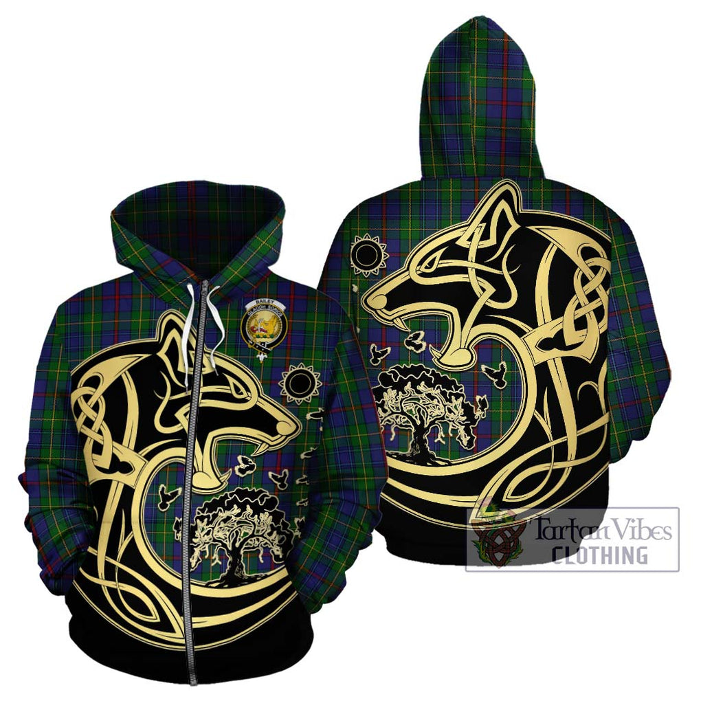 Bailey Tartan Hoodie with Family Crest Celtic Wolf Style - Tartan Vibes Clothing