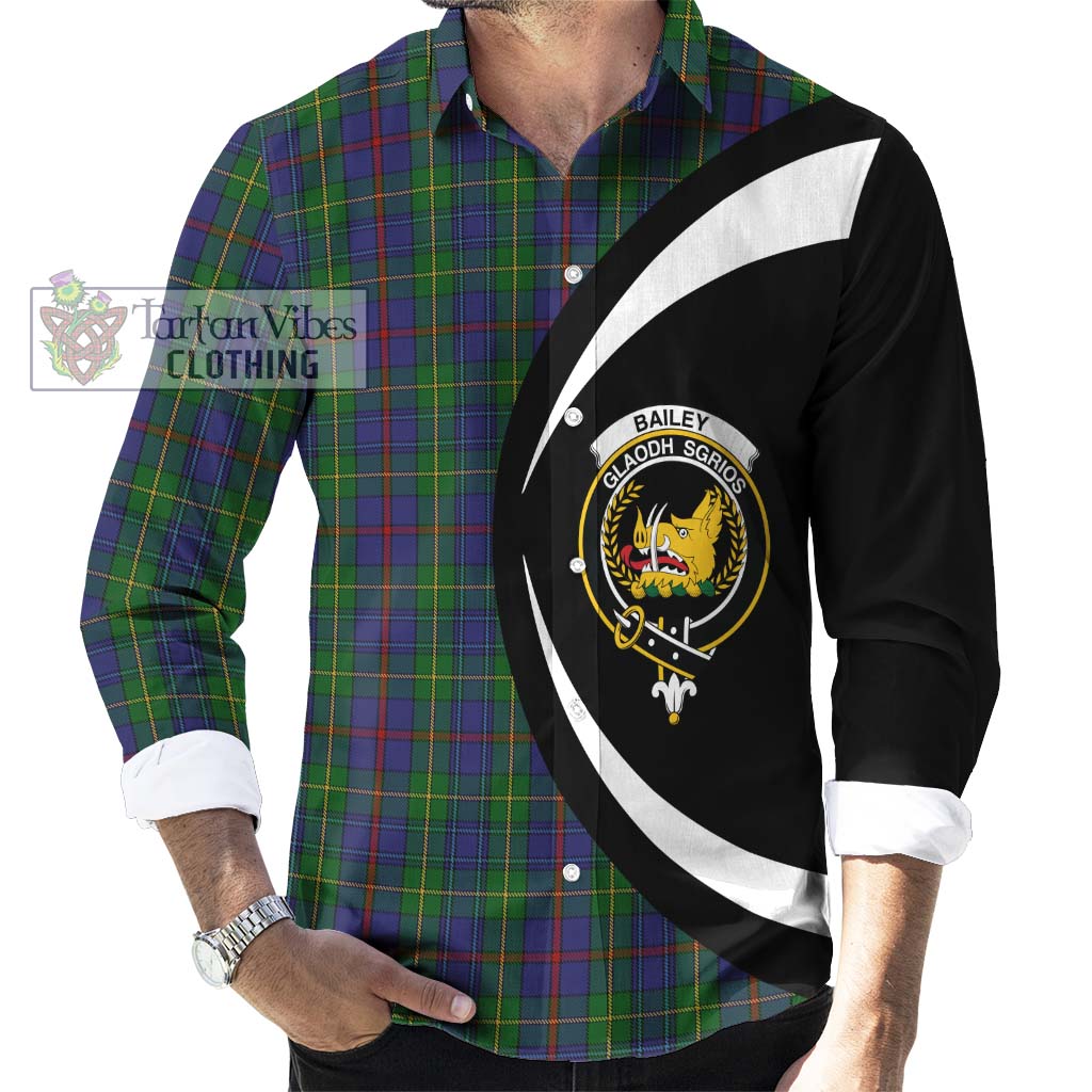 Bailey Tartan Long Sleeve Button Up with Family Crest Circle Style - Tartan Vibes Clothing