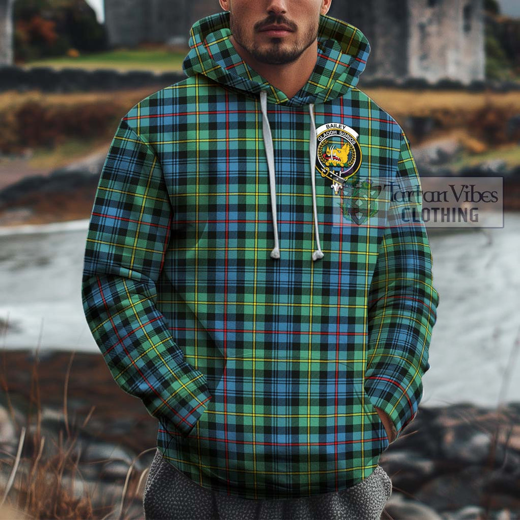 Bailey Ancient Tartan Cotton Hoodie with Family Crest Zip Hoodie - Tartan Vibes Clothing