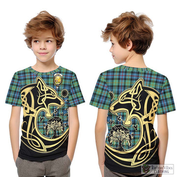 Bailey Ancient Tartan Kid T-Shirt with Family Crest Celtic Wolf Style Youth XL Size14 - Tartan Vibes Clothing