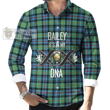 Bailey Ancient Tartan Long Sleeve Button Shirt with Family Crest DNA In Me Style Men's Shirt S - Tartanvibesclothing Shop