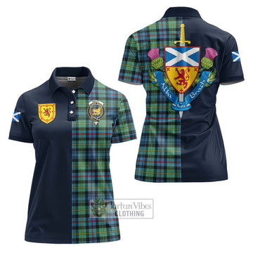 Bailey Ancient Tartan Women's Polo Shirt Alba with Scottish Lion Royal Arm Half Style Women - Tartan Vibes Clothing