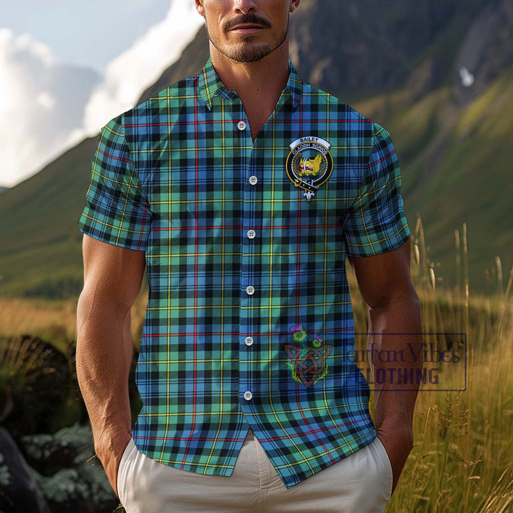 Bailey Ancient Tartan Cotton Hawaiian Shirt with Family Crest Kid - Tartan Vibes Clothing
