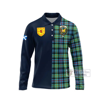 Bailey Ancient Tartan Long Sleeve Polo Shirt Alba with Scottish Lion Royal Arm Half Style Unisex - Tartan Vibes Clothing