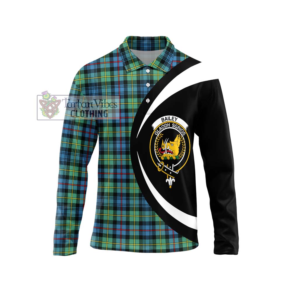 Bailey Ancient Tartan Long Sleeve Polo Shirt with Family Crest Circle Style Unisex - Tartan Vibes Clothing