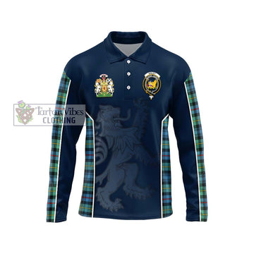 Bailey Ancient Tartan Long Sleeve Polo Shirt with Family Crest and Lion Rampant Vibes Sport Style Unisex - Tartan Vibes Clothing