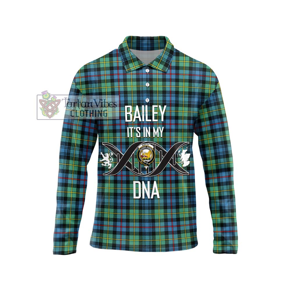 Bailey Ancient Tartan Long Sleeve Polo Shirt with Family Crest DNA In Me Style Unisex - Tartan Vibes Clothing