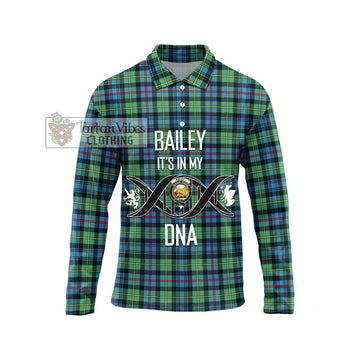Bailey Ancient Tartan Long Sleeve Polo Shirt with Family Crest DNA In Me Style Unisex - Tartan Vibes Clothing