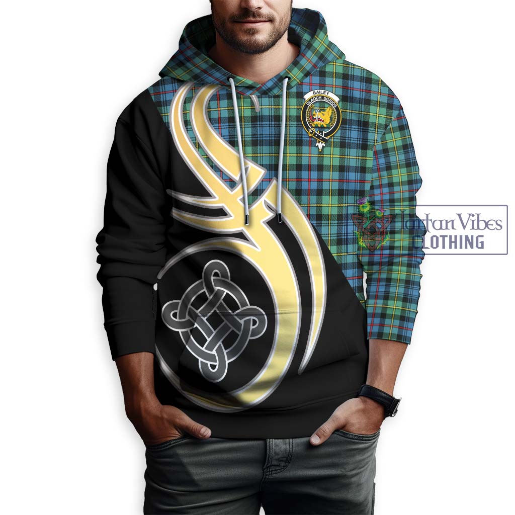 Bailey Ancient Tartan Hoodie with Family Crest and Celtic Symbol Style Zip Hoodie - Tartan Vibes Clothing