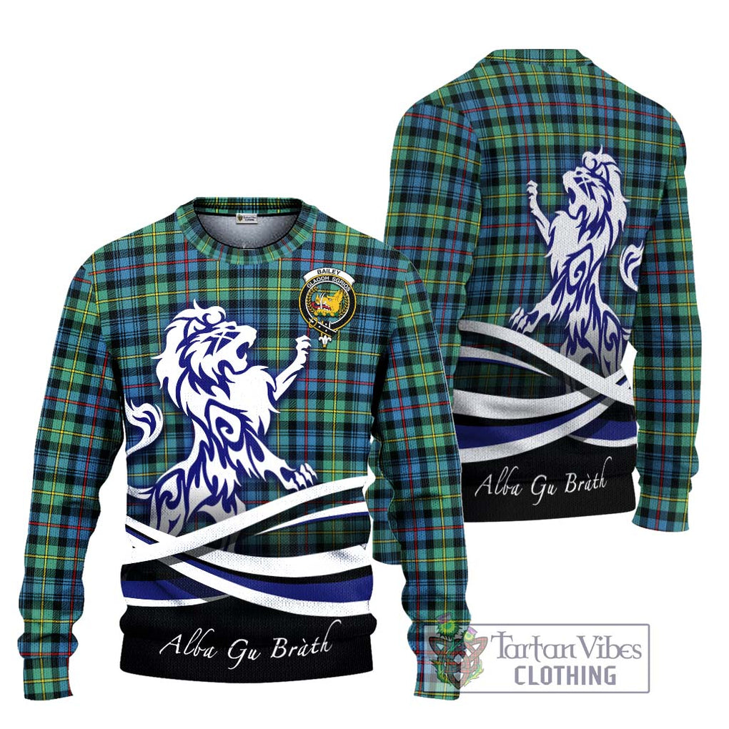 Bailey Ancient Tartan Ugly Sweater with Alba Gu Brath Regal Lion Emblem Unisex - Tartan Vibes Clothing