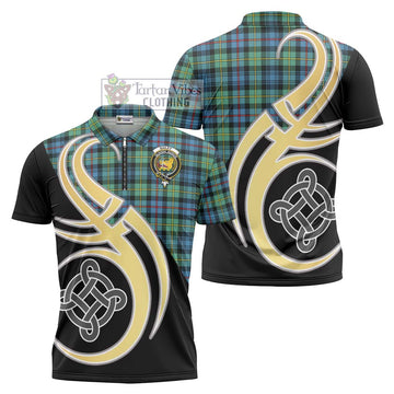 Bailey Ancient Tartan Zipper Polo Shirt with Family Crest and Celtic Symbol Style Unisex - Tartan Vibes Clothing