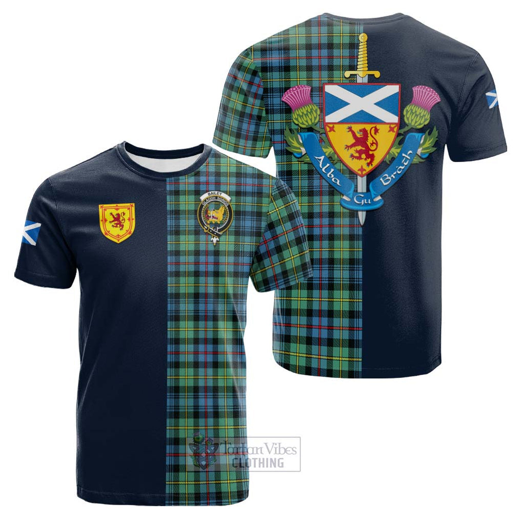 Bailey Ancient Tartan Cotton T-shirt Alba with Scottish Lion Royal Arm Half Style Kid's Shirt - Tartan Vibes Clothing