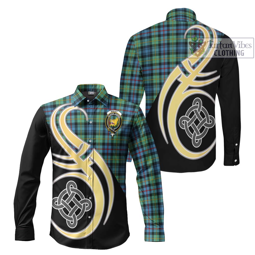Bailey Ancient Tartan Long Sleeve Button Shirt with Family Crest and Celtic Symbol Style Men's Shirt S - Tartan Vibes Clothing
