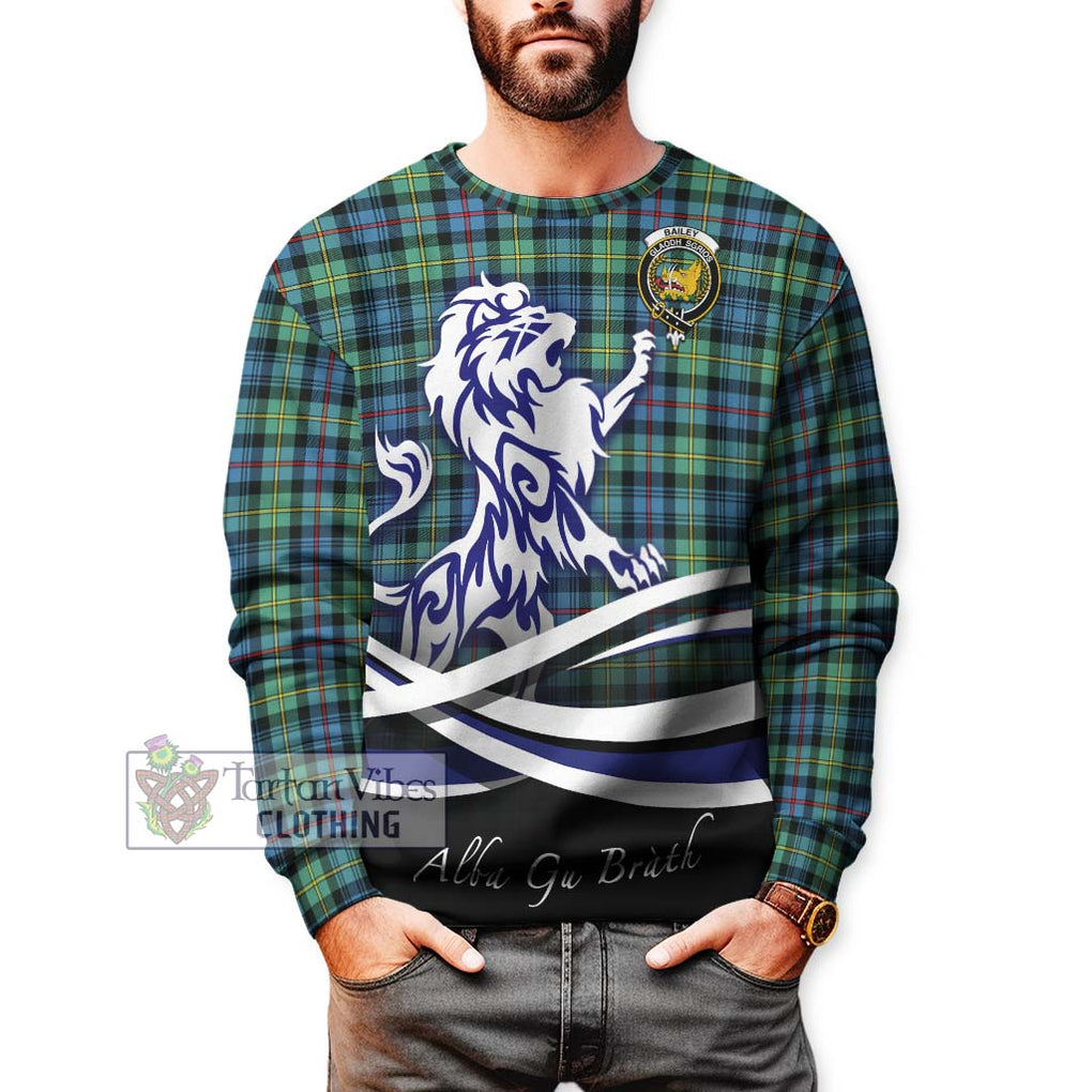 Bailey Ancient Tartan Sweatshirt with Alba Gu Brath Regal Lion Emblem Unisex - Tartan Vibes Clothing