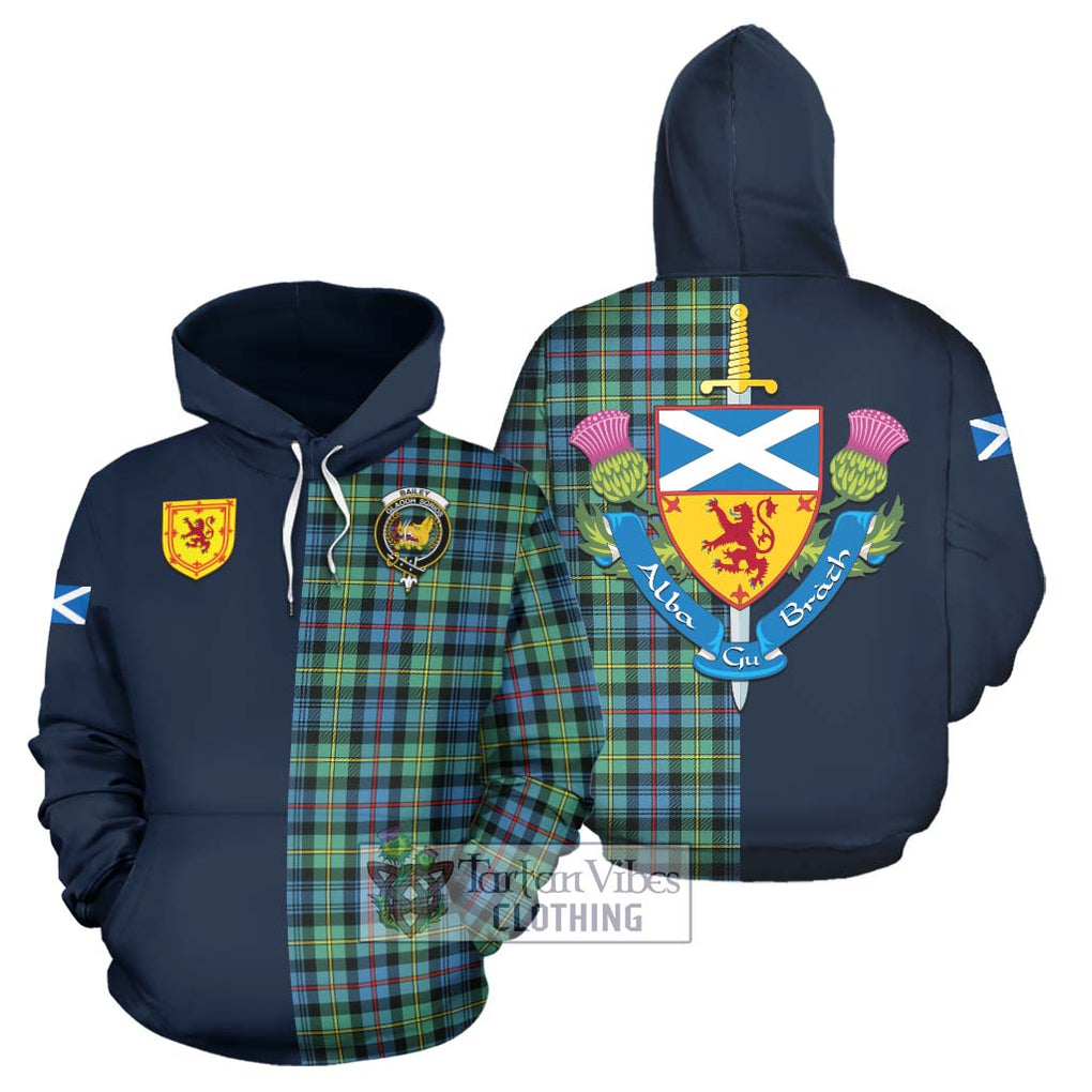 Bailey Ancient Tartan Hoodie Alba with Scottish Lion Royal Arm Half Style Zip Hoodie - Tartan Vibes Clothing