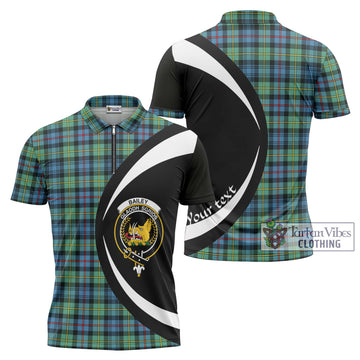 Bailey Ancient Tartan Zipper Polo Shirt with Family Crest Circle Style Unisex - Tartan Vibes Clothing