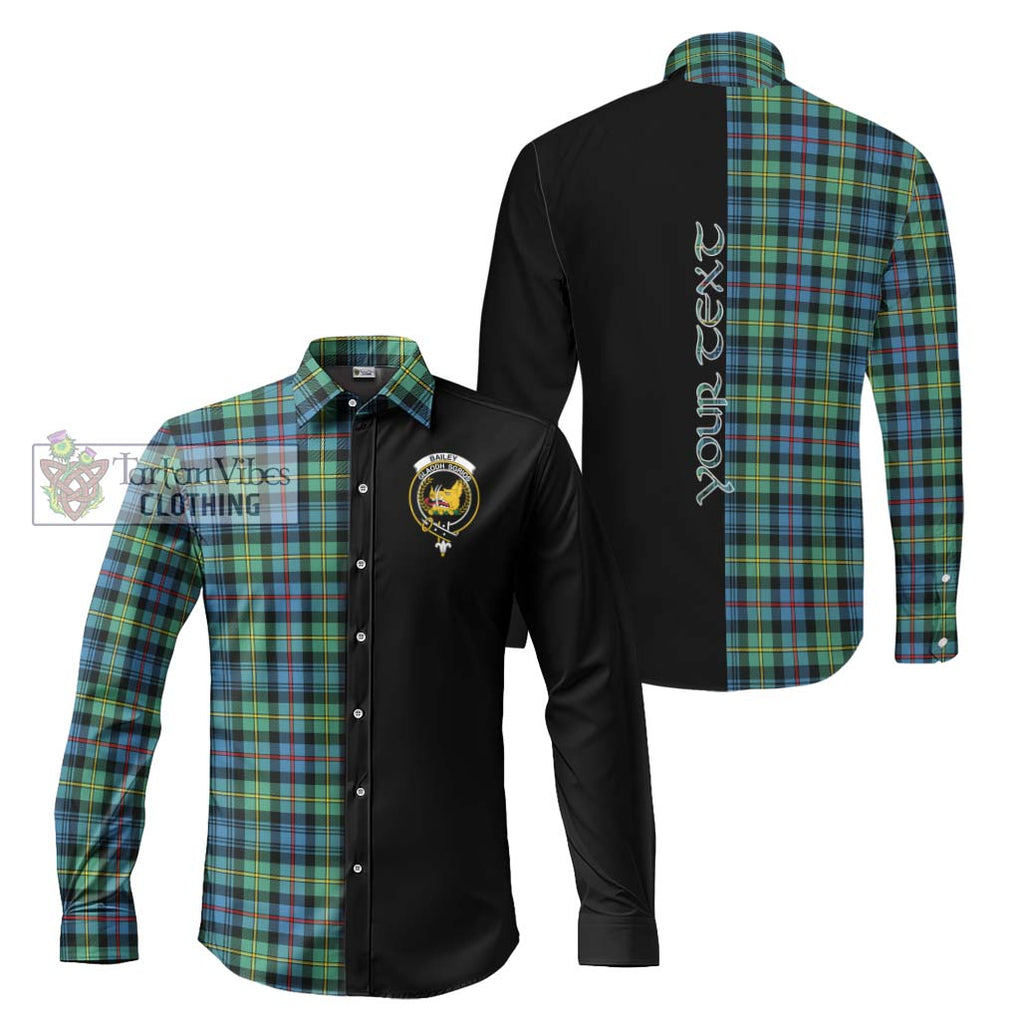 Bailey Ancient Tartan Long Sleeve Button Shirt with Family Crest and Half Of Me Style Men's Shirt S - Tartanvibesclothing Shop