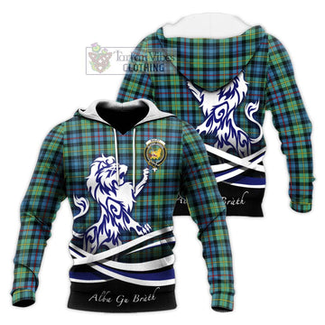Bailey Ancient Tartan Knitted Hoodie with Alba Gu Brath Regal Lion Emblem Unisex Knitted Pullover Hoodie - Tartan Vibes Clothing