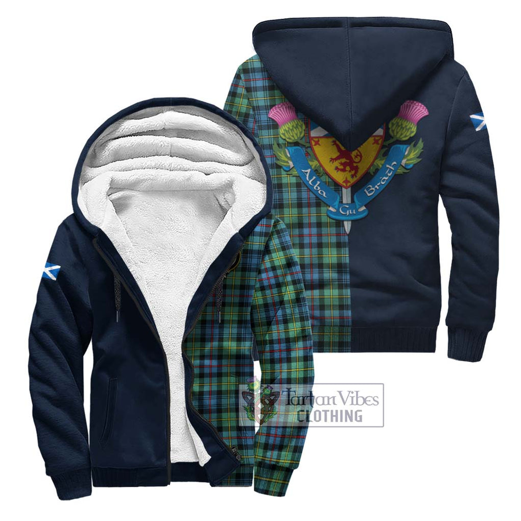 Bailey Ancient Tartan Sherpa Hoodie Alba with Scottish Lion Royal Arm Half Style Unisex S - Tartan Vibes Clothing