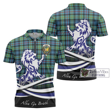 Bailey Ancient Tartan Zipper Polo Shirt with Alba Gu Brath Regal Lion Emblem Unisex - Tartan Vibes Clothing
