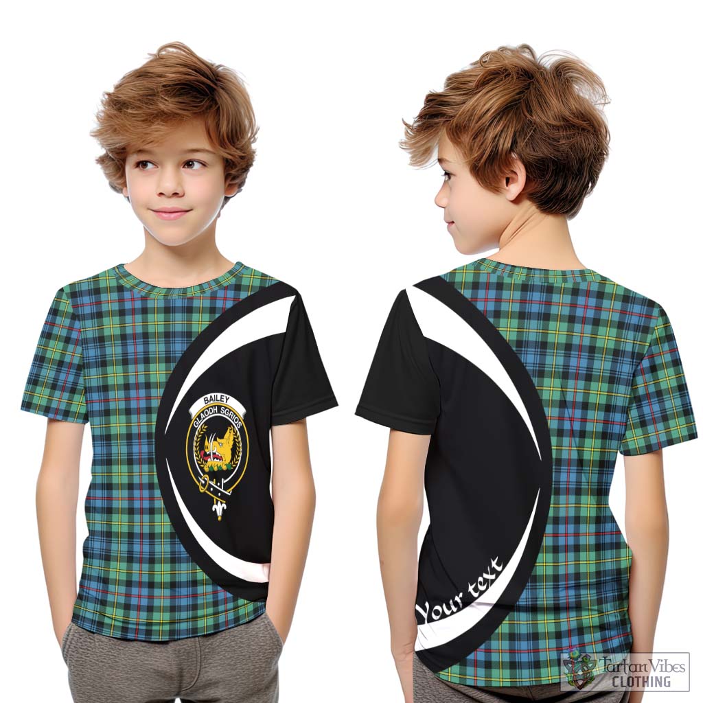 Bailey Ancient Tartan Kid T-Shirt with Family Crest Circle Style Youth XL Size14 - Tartan Vibes Clothing